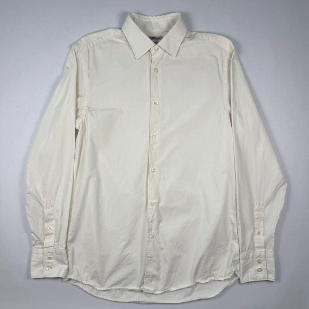 Kenzo Homme Comfort Fit White Button Up Shirt Size 40 15.5 100% Cotton France